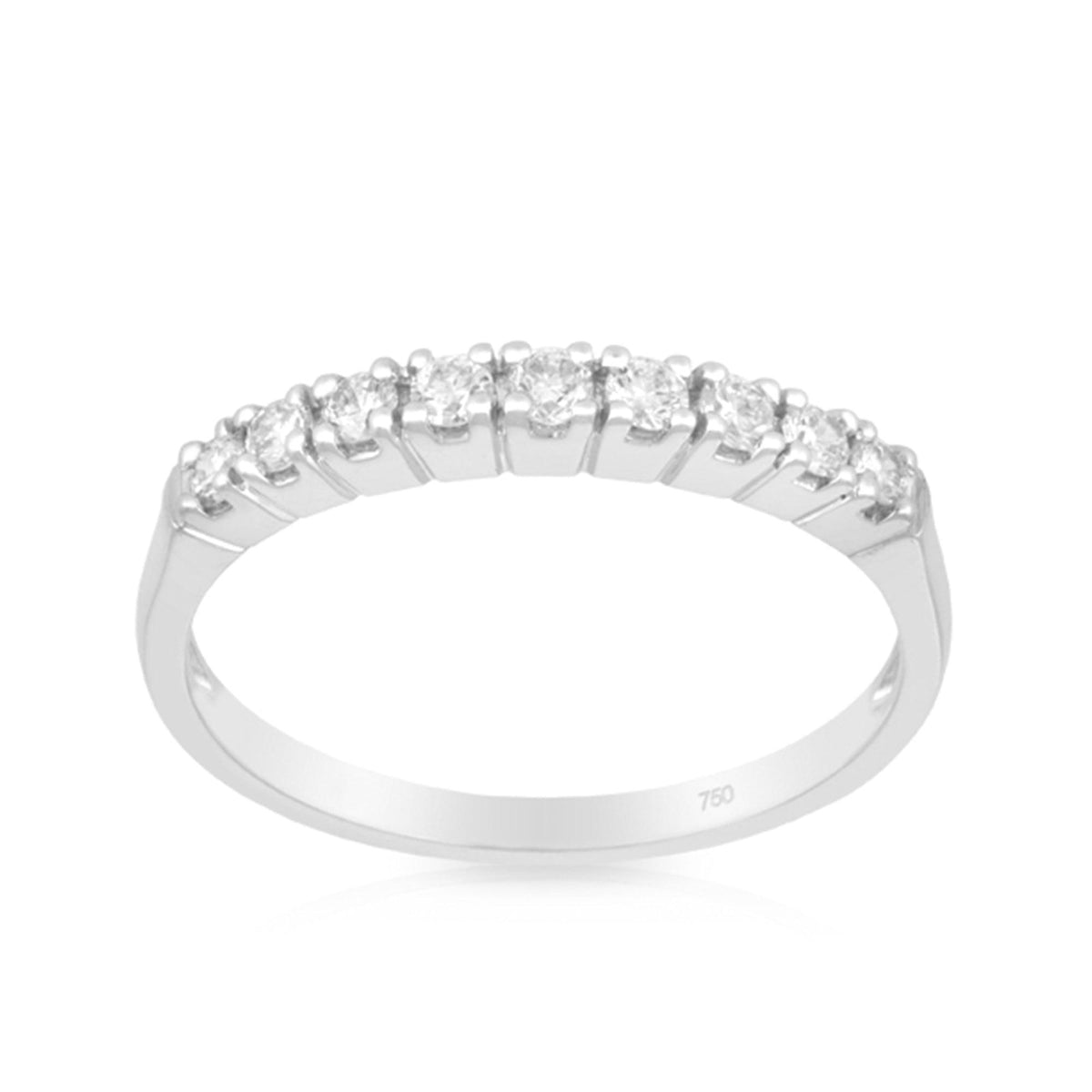 Round Brilliant Cut Diamond Wedding Band in 18ct White Gold TDW 0.2590 - Wallace Bishop