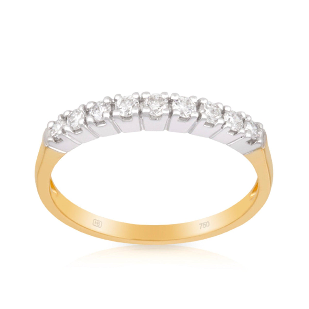 Round Brilliant Cut Diamond Wedding Band in 18ct Yellow and White Gold TDW 0.2590 - Wallace Bishop