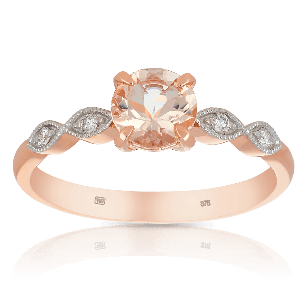 Morganite and diamond online engagement ring