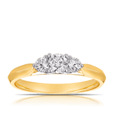 Round Brilliant Cut Trilogy Diamond Engagement Ring in 18ct YellowGold TDW 0.50ct - Wallace Bishop