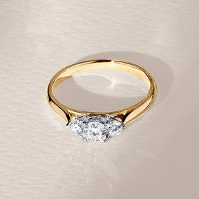 Round Brilliant Cut Trilogy Diamond Engagement Ring in 18ct YellowGold TDW 0.50ct - Wallace Bishop