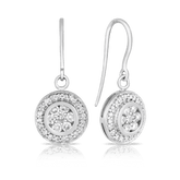 Round Brilliant Diamond Drop Earrings set in 18ct White Gold. Total Diamond Weight 1.00ct - Wallace Bishop