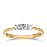 Round Brilliant Diamond Three Stone Engagement Ring in 9ct Yellow Gold TDW 0.35ct - Wallace Bishop