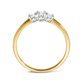 Round Brilliant Diamond Three Stone Engagement Ring in 9ct Yellow Gold TDW 0.35ct - Wallace Bishop