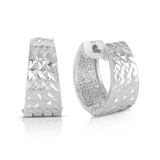 Round Deatiled Huggie Earrings in Sterling Silver - Wallace Bishop