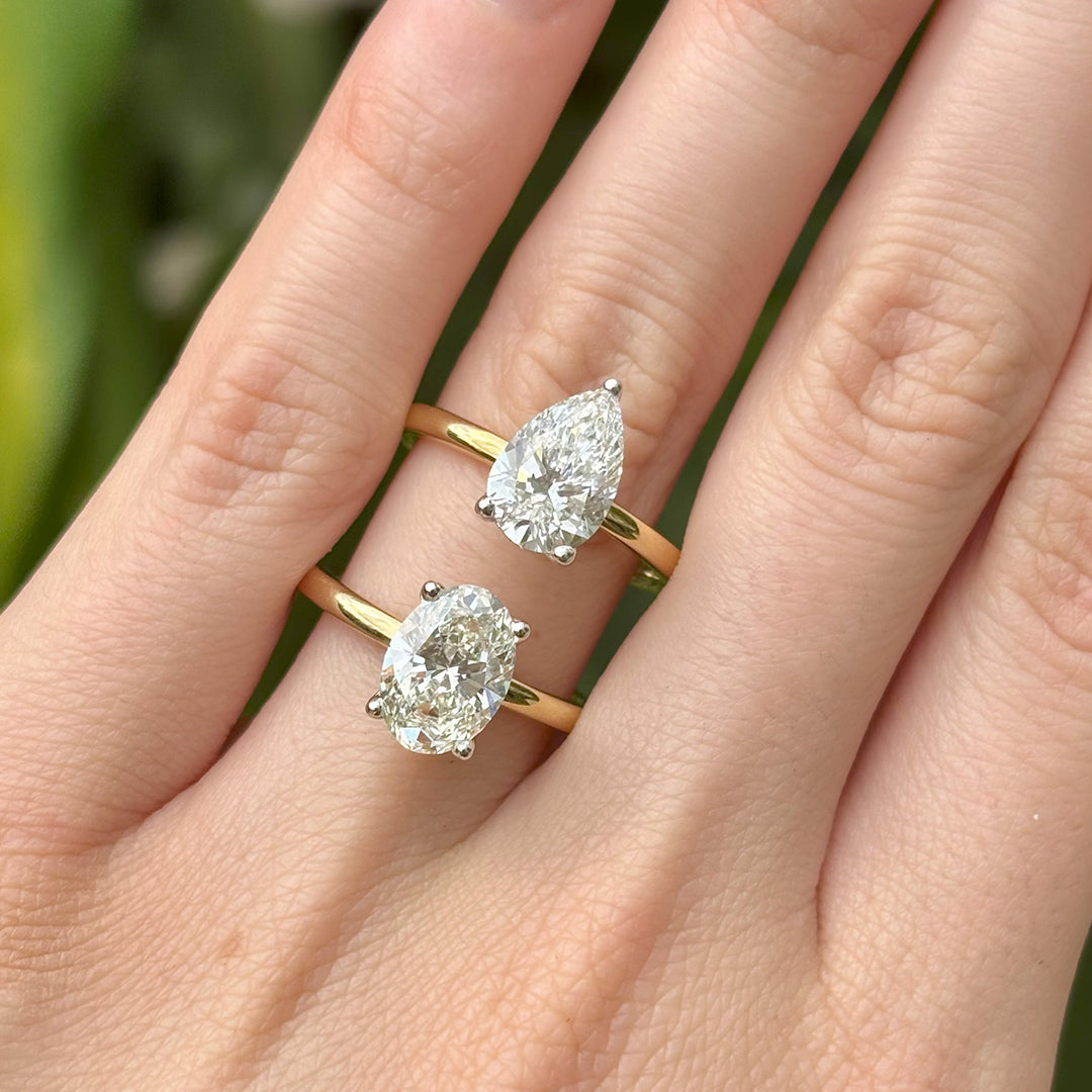 Everlasting 2.00ct TW Pear Lab-Grown Diamond Solitaire Engagement Ring in 18ct Yellow and White Gold
