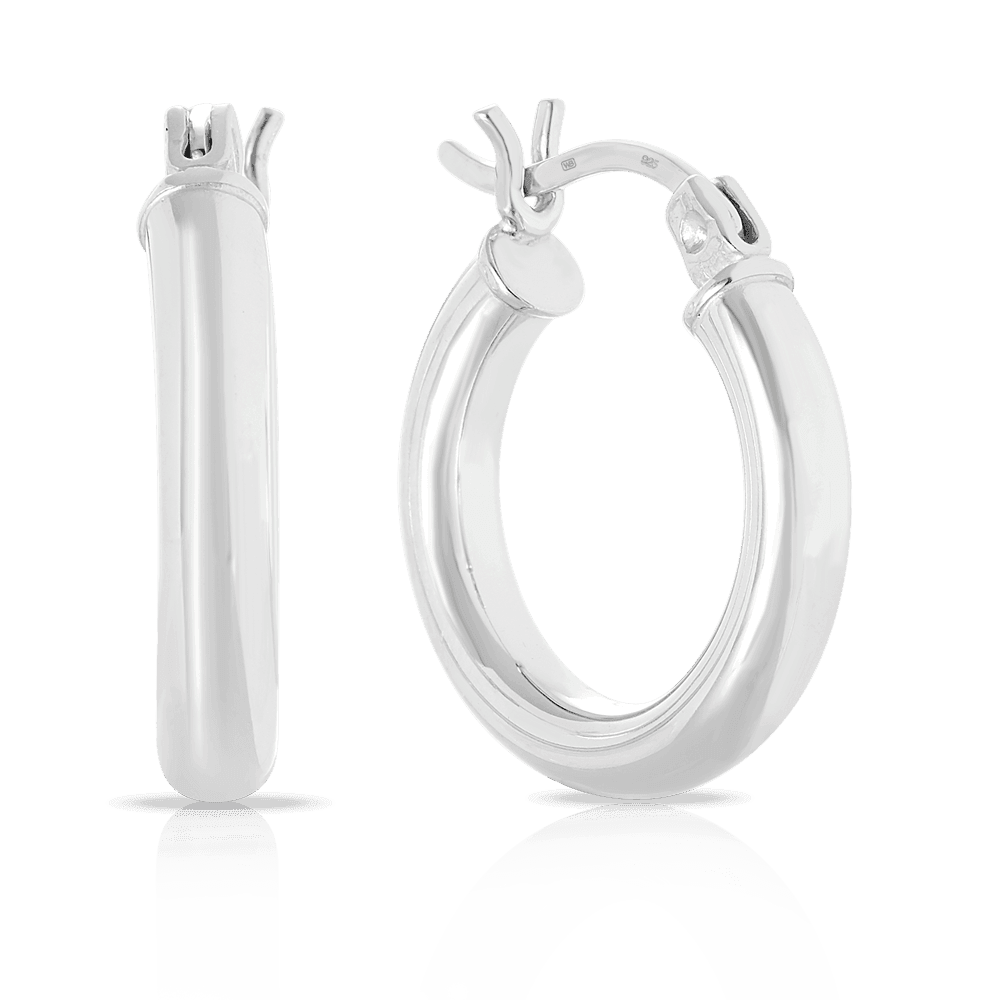 Round Hoop Earrings in Sterling Silver - Wallace Bishop