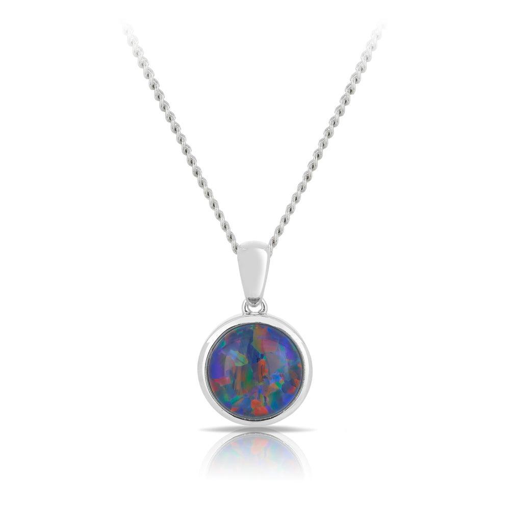 Round Opal Pendant in Sterling Silver - Wallace Bishop