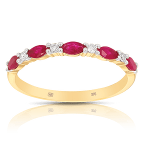Ruby and Diamond Band in 9ct Yellow Gold - Wallace Bishop