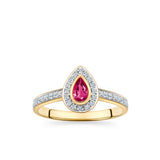 Ruby and Diamond Halo Ring in 9ct Yellow Gold - Wallace Bishop