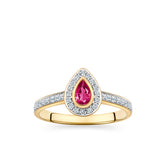 Ruby and Diamond Halo Ring in 9ct Yellow Gold - Wallace Bishop