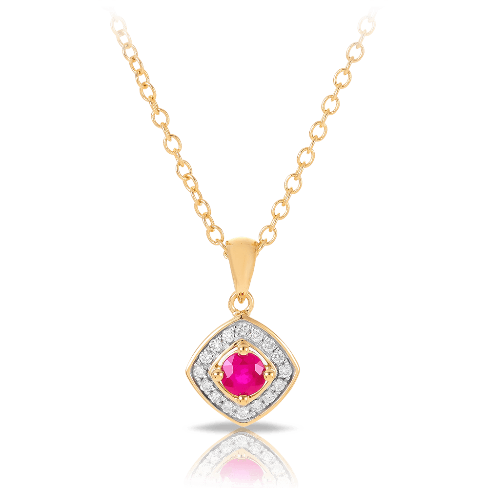 Ruby & Diamond Pendant in 18ct Yellow Gold - Wallace Bishop