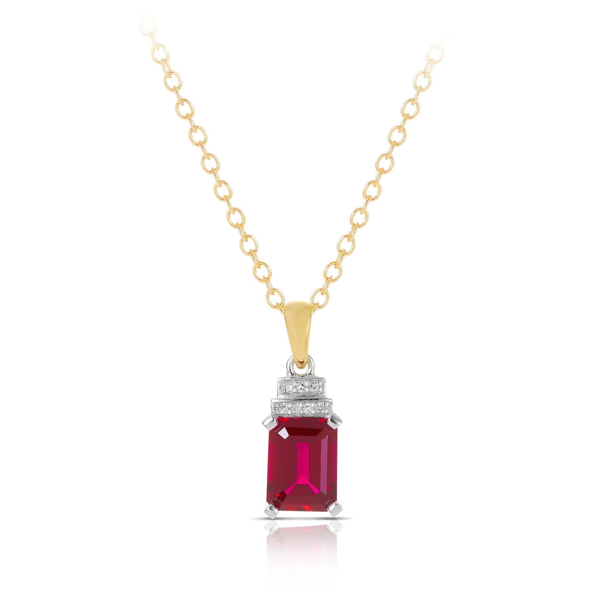 Ruby and Diamond Pendant Necklace in 9ct Yellow and White Gold - Wallace Bishop