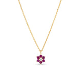 Ruby and Diamond Petite Flower Necklace in 9ct Yellow Gold - Wallace Bishop