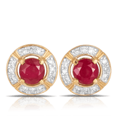 Ruby & Diamond Stud Earrings in 9ct Yellow Gold - Wallace Bishop