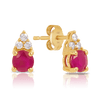 Ruby & Diamond Stud Earrings in 9ct Yellow Gold - Wallace Bishop