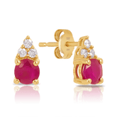 Ruby & Diamond Stud Earrings in 9ct Yellow Gold - Wallace Bishop