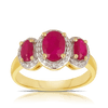 Ruby & Diamond Trilogy Ring in 9ct Yellow Gold - Wallace Bishop