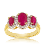 Ruby & Diamond Trilogy Ring in 9ct Yellow Gold - Wallace Bishop