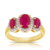 Ruby & Diamond Trilogy Ring in 9ct Yellow Gold - Wallace Bishop