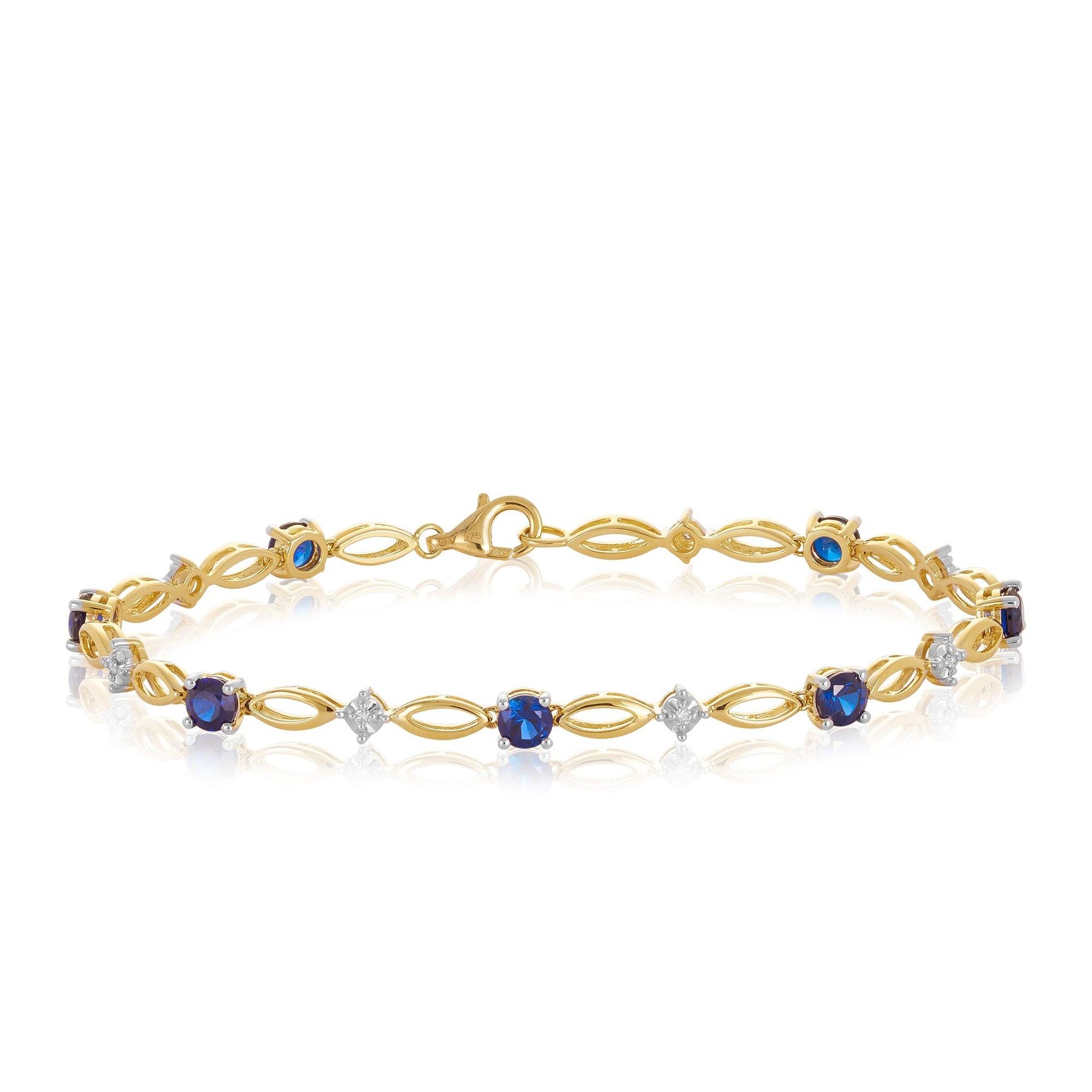 18K Yellow Gold Blue Sapphire Bracelet Diamond Gemstone - Etsy Ireland