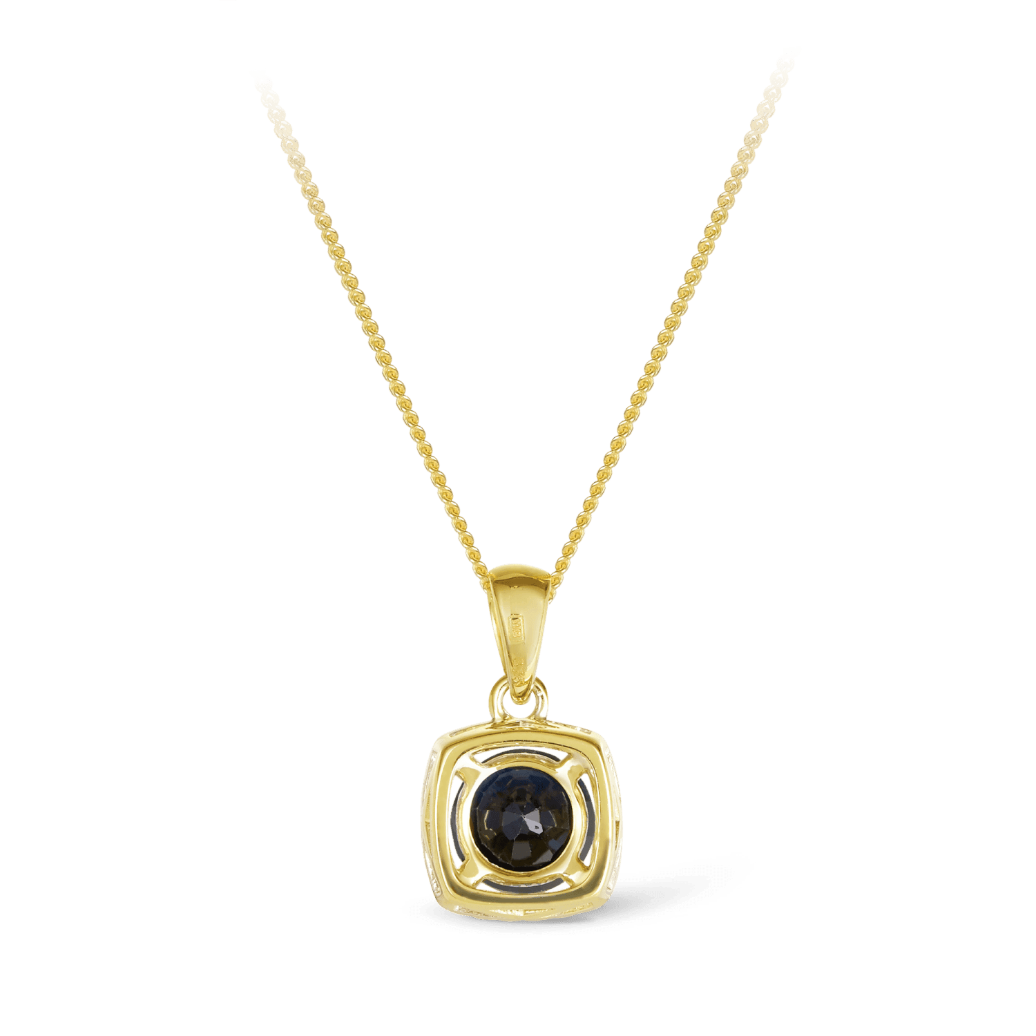 Sapphire & Diamond Cushion Halo Pendant in 9ct Yellow Gold - Wallace Bishop