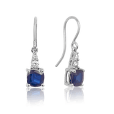 Sapphire & Diamond Drop Earrings in 9ct White Gold - Wallace Bishop