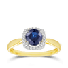 Sapphire & Diamond Halo Ring in Yellow Gold - Wallace Bishop