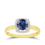 Sapphire & Diamond Halo Ring in Yellow Gold - Wallace Bishop