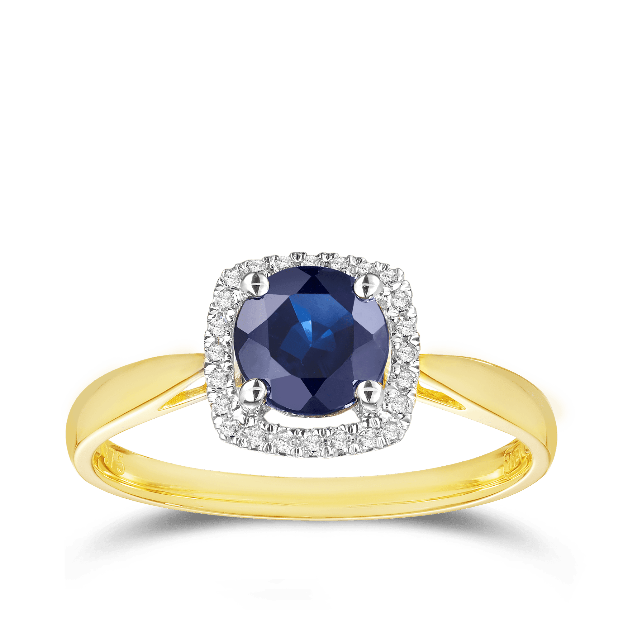Sapphire & Diamond Halo Ring in Yellow Gold - Wallace Bishop
