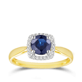 Sapphire & Diamond Halo Ring in Yellow Gold - Wallace Bishop