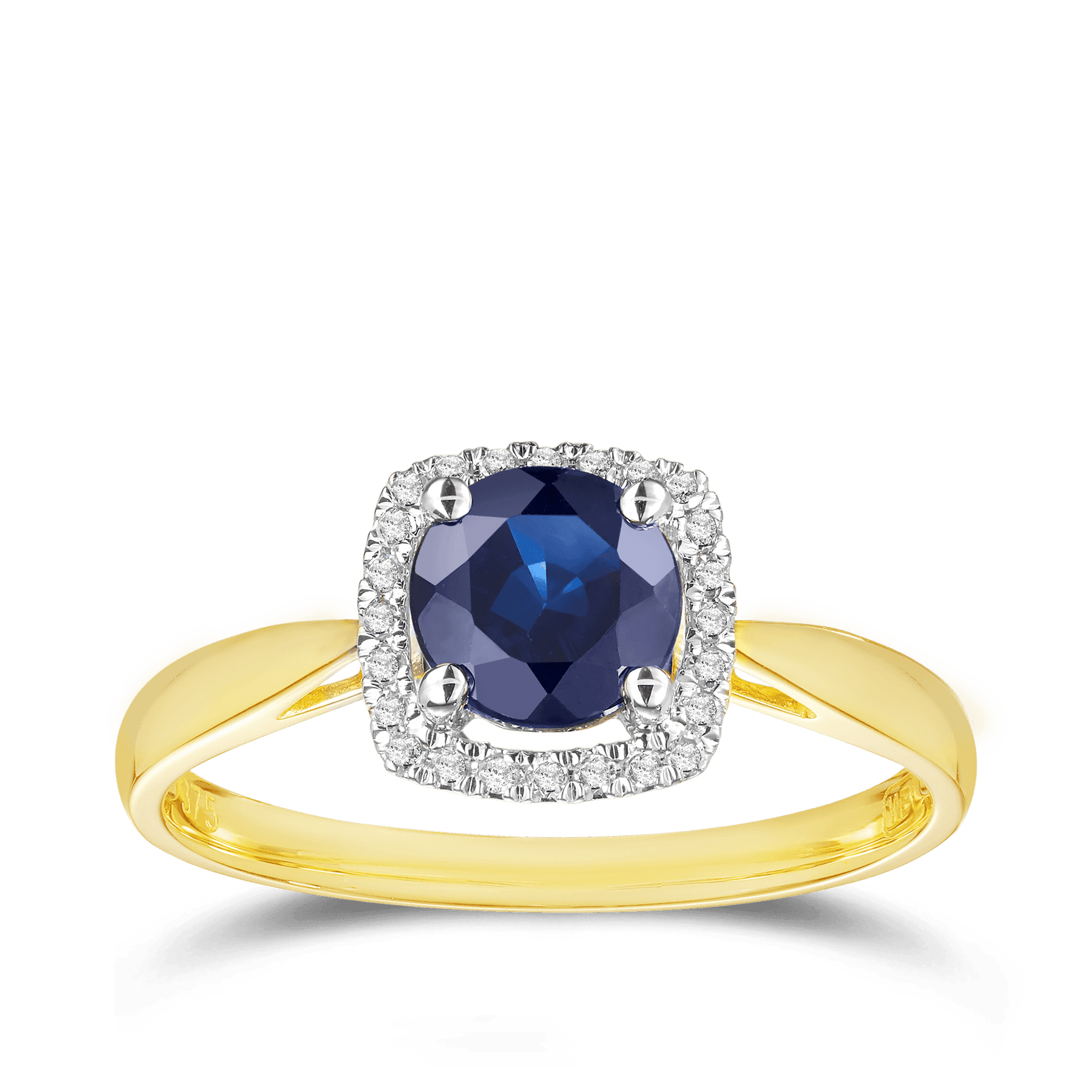 Sapphire & Diamond Halo Ring in Yellow Gold - Wallace Bishop