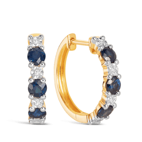 Sapphire & Diamond Huggie Earrings in 9ct Yellow Gold - Wallace Bishop