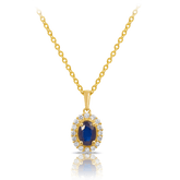 Sapphire & Diamond Oval Shape Pendant in 9ct Yellow Gold - Wallace Bishop