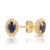 Sapphire & Diamond Oval Shape Stud Earrings in 9ct Yellow Gold - Wallace Bishop