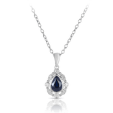 Sapphire & Diamond Pear Shape Pendant in 9ct White Gold - Wallace Bishop