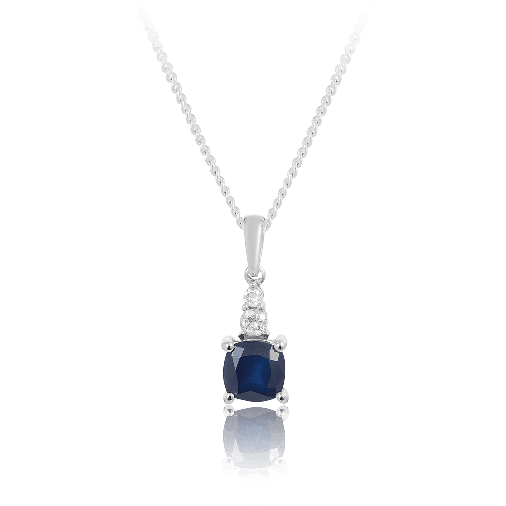 Sapphire & Diamond Pendant in 9ct White Gold - Wallace Bishop