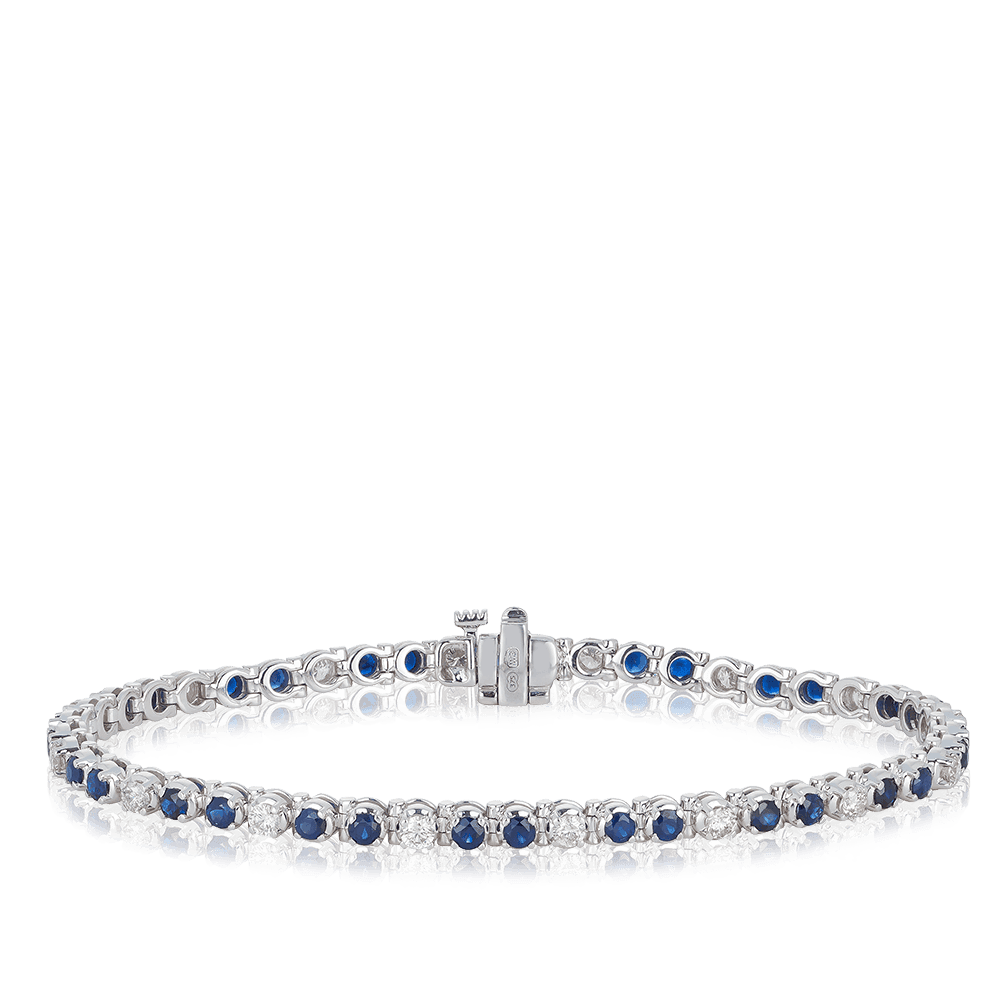 Sapphire & Diamond Tennis Bracelet in 9ct White Gold - Wallace Bishop