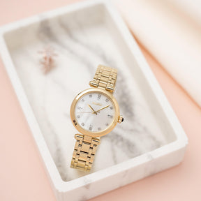 Seiko Caprice Women's 30mm Gold PVD Quartz Watch SRZ536P - Wallace Bishop