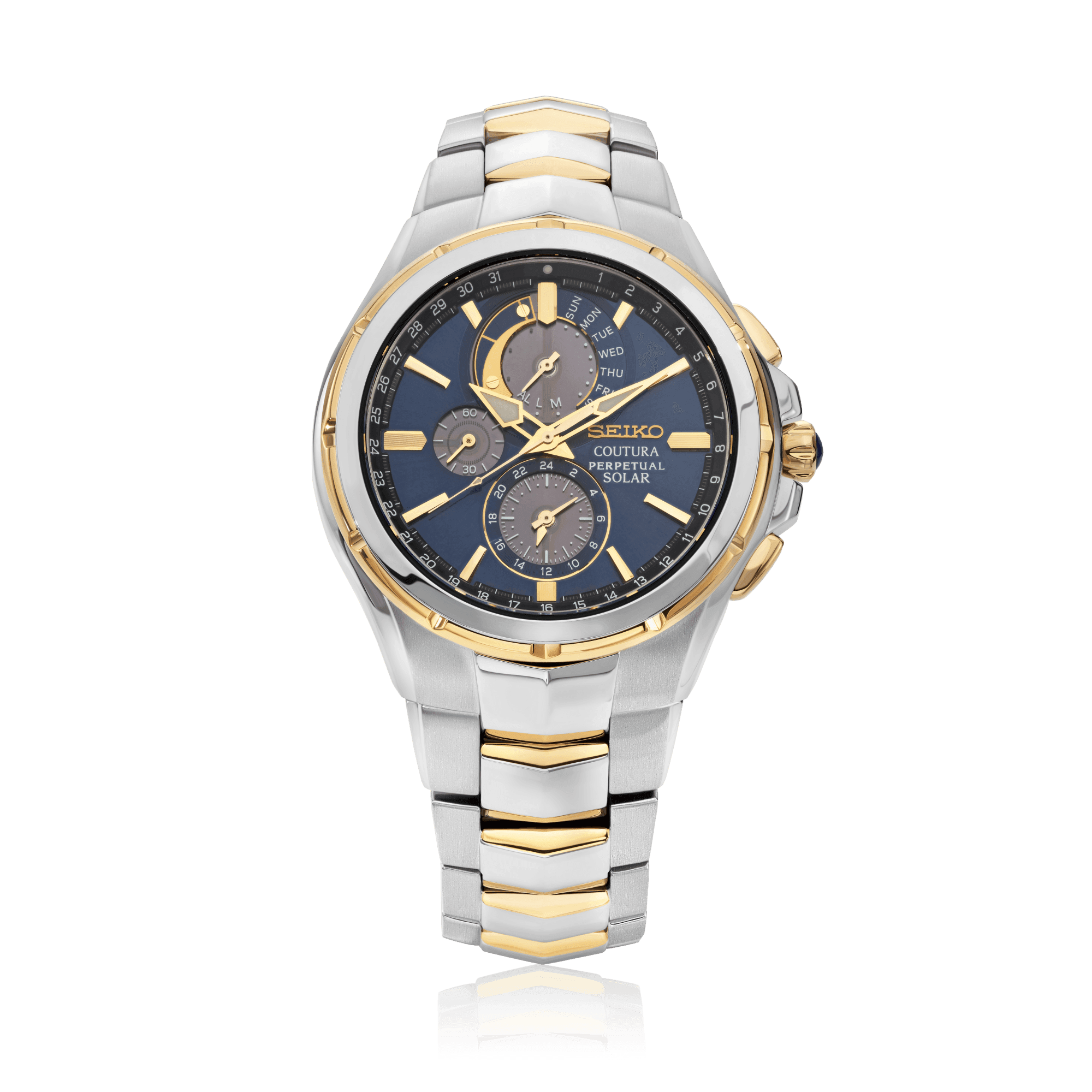 Seiko Coutura Men's 44mm Stainless Steel & Yellow IP Solar Perpetual Watch SSC798P1 - Wallace Bishop