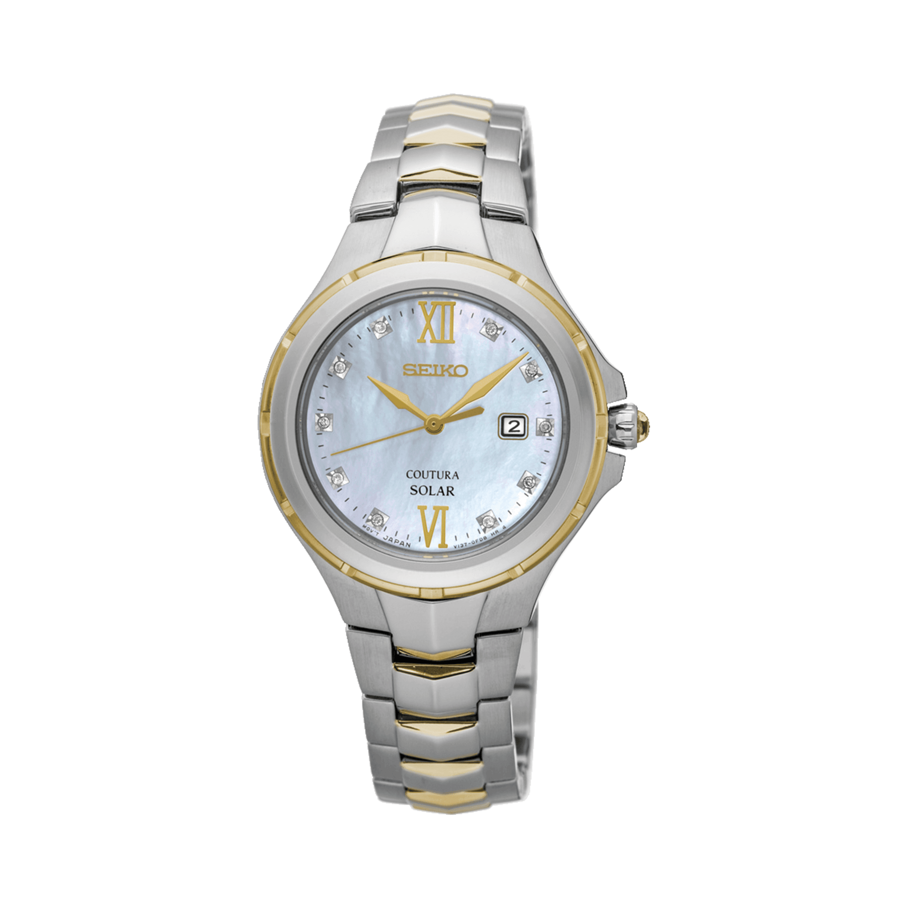 Seiko Coutura Women's 29mm Stainless Steel & Yellow IP Solar Watch SUT308P - Wallace Bishop