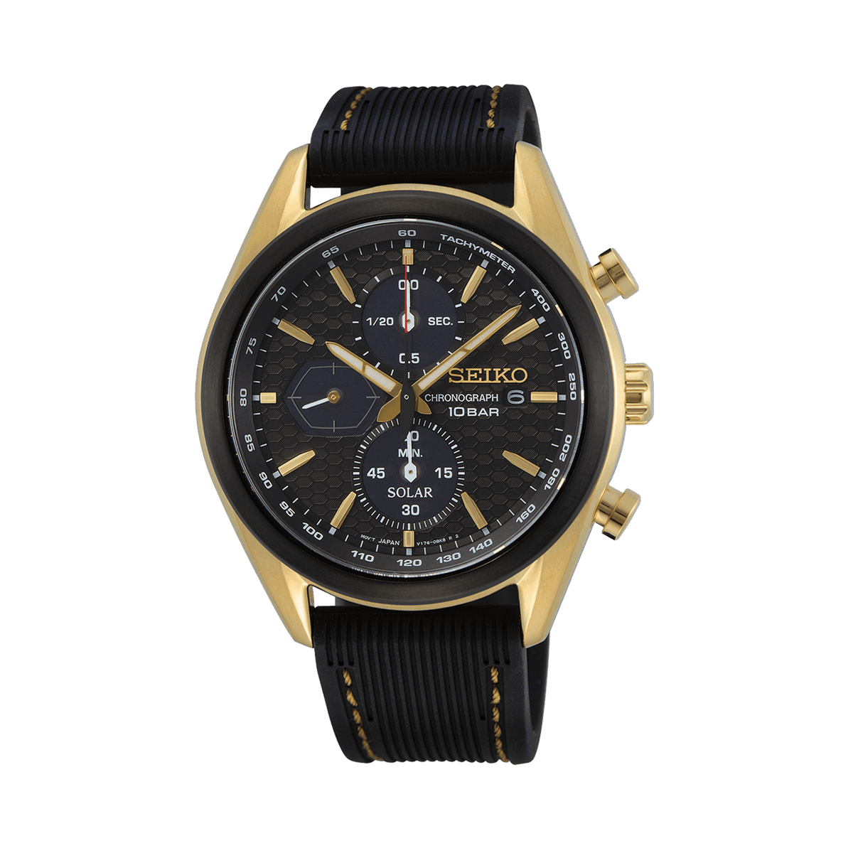 Seiko Macchina Sportiva Men's 43mm Gold PVD Solar Chronograph Watch SSC804P - Wallace Bishop