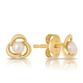 Small Freshwater Pearl Petal Earrings in 9ct Yellow Gold - Wallace Bishop