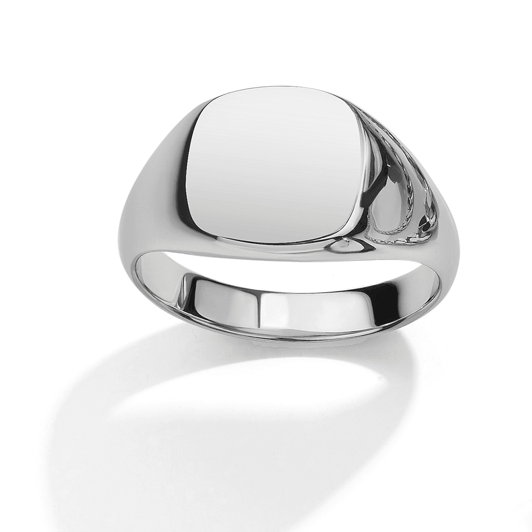 Solid Cushion Shape Signet Ring in Sterling Silver - Wallace Bishop