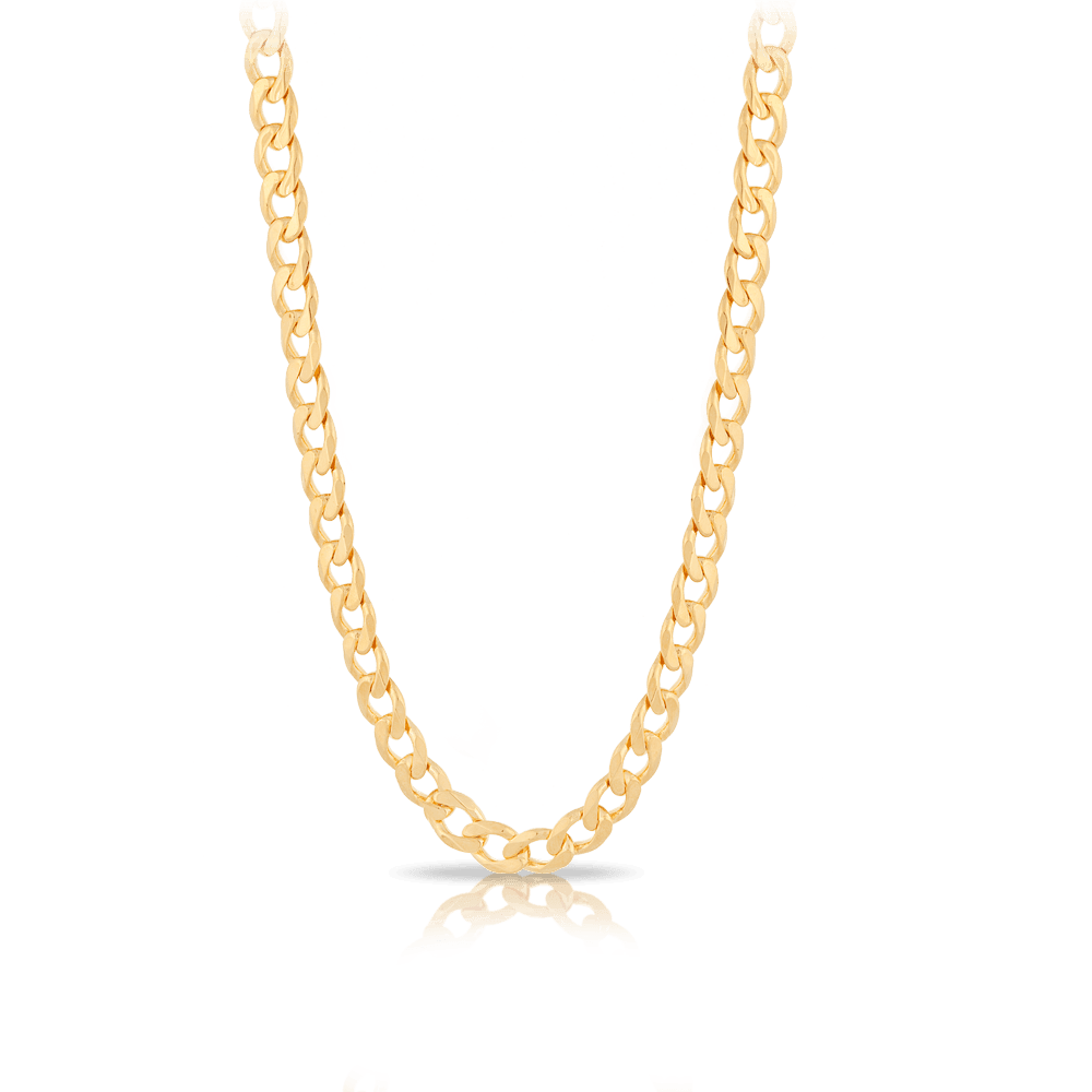 Solid Diamond Cut Curb 55cm Chain in 9ct Yellow Gold - Wallace Bishop