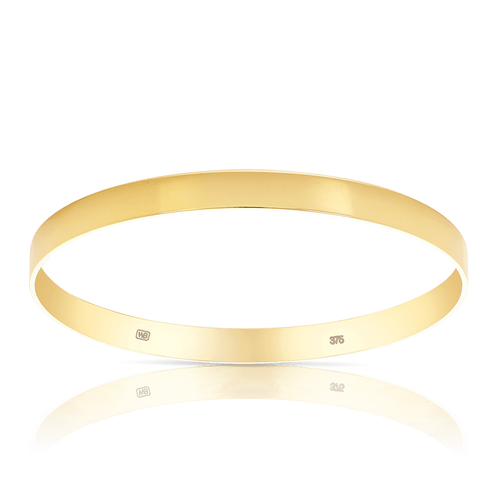 Solid Flat Round Bangle in 9ct Yellow Gold - Wallace Bishop