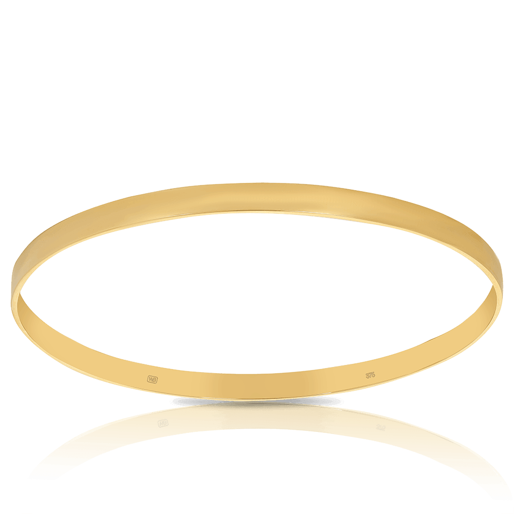 Solid Round Flat Bangle in 9ct Yellow Gold - Wallace Bishop