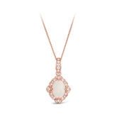 Solid White Opal & Diamond Pendant in 9ct Rose Gold - Wallace Bishop