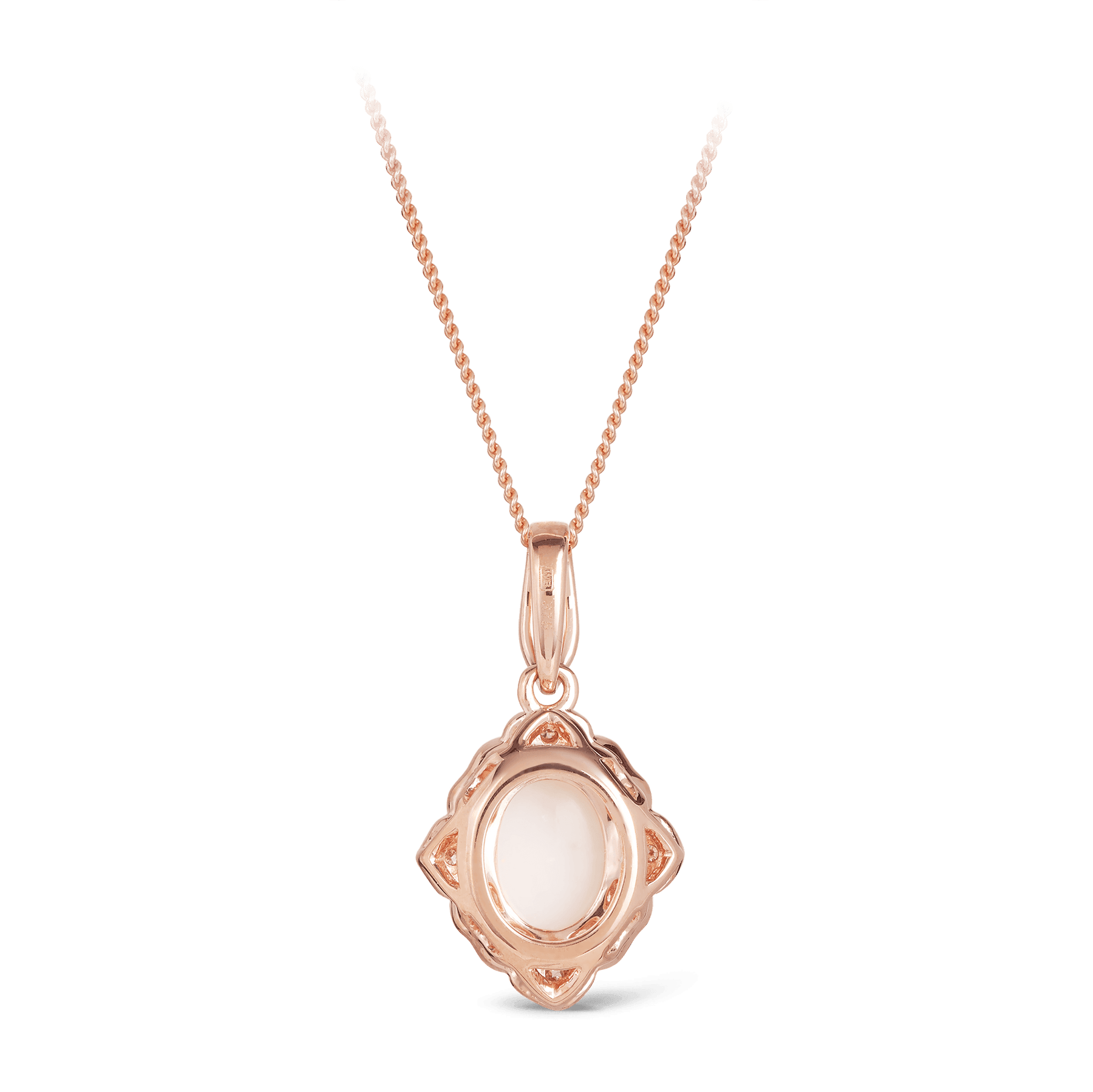 Solid White Opal & Diamond Pendant in 9ct Rose Gold - Wallace Bishop