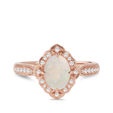 Solid White Opal & Diamond Ring in 9ct Rose Gold - Wallace Bishop